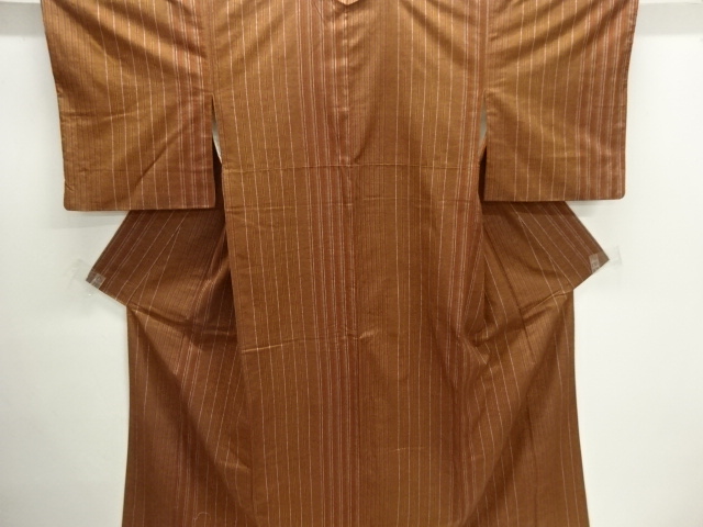 JAPANESE KIMONO / STRIPED PATTERN WOVEN TSUMUGI KIMONO